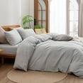 thumbnail image 4 of BESTOUCH Duvet Cover Set King 100% Washed Cotton Linen Feel Soft Chic Lightweight 3Pcs (Northern Droplet Grey, 104"x90"), 4 of 8