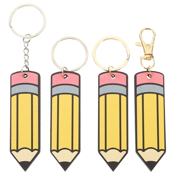 4Pcs Cute Pencil Teacher Keychains for Special Occasions 11X2.2in