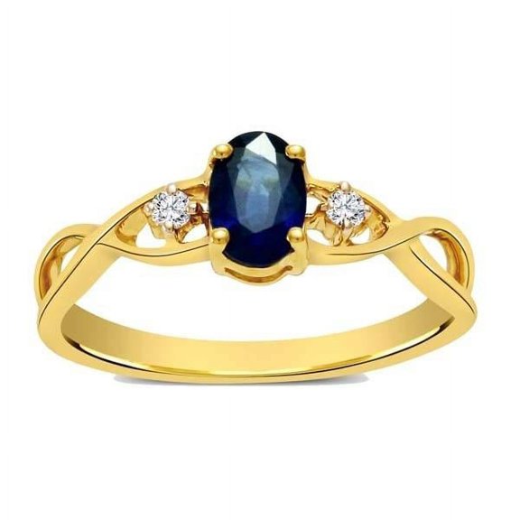 8x6mm Oval Shape Graceful Sapphire And Infinity Ring Moissanite Diamond Engagement ring 1.50 Carat on 10k Yellow Gold