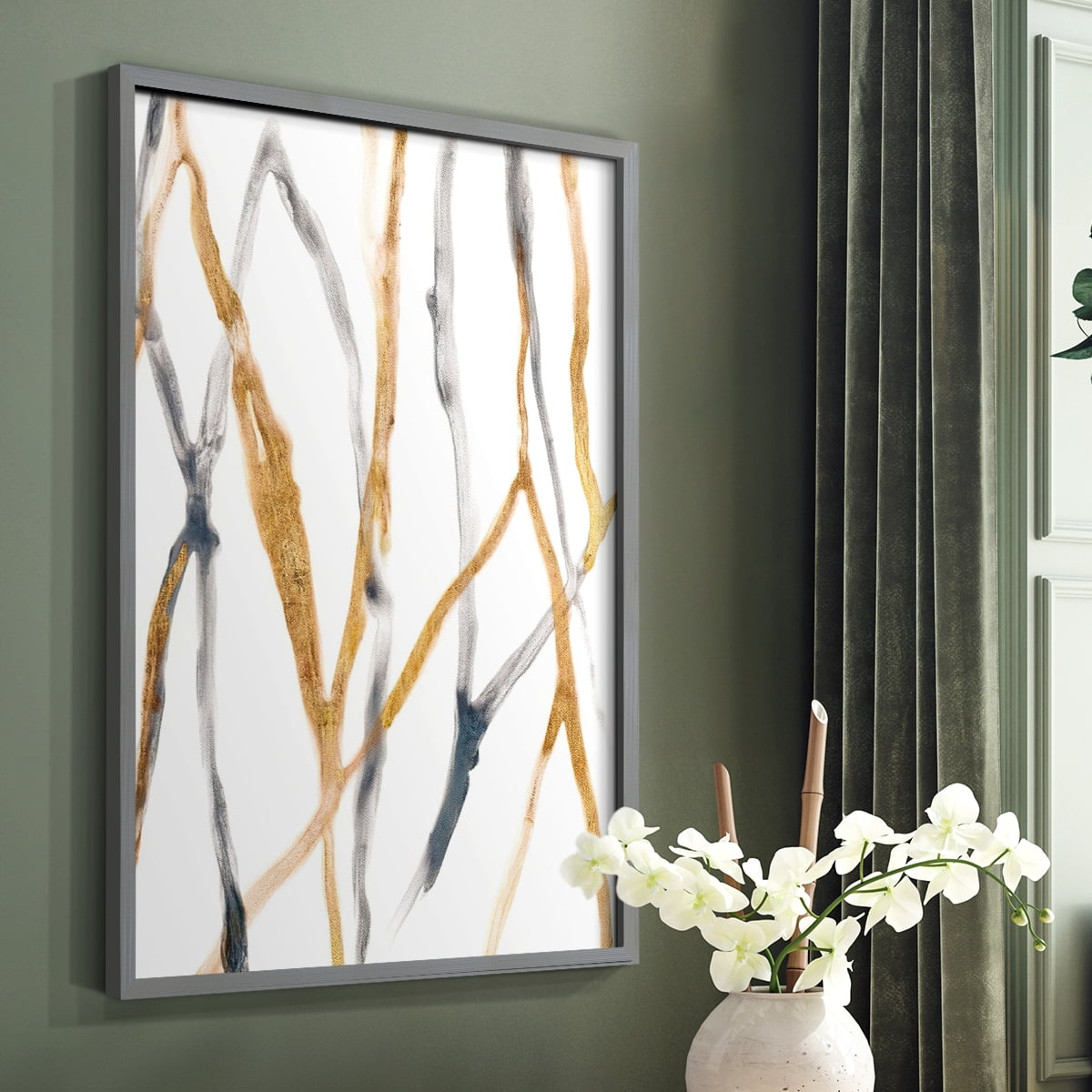 Runnel X Framed Print in Gray Solid Wood Framed Print No Nail Hanging
