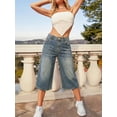 thumbnail image 5 of EMMIOL Women's High Waisted Baggy Denim Bermuda Shorts - Y2K Wide Leg Casual Trendy Streetwear Summer Shorts, 5 of 7