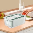 thumbnail image 1 of Mandolina rebanadora con contenedor, aparato de cocina profesional de acero inoxidable para verduras, rebanador de verduras multifuncional Azul con 3 cuchillas, 1 of 8