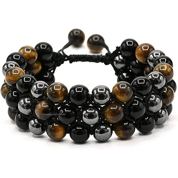 Amazing Gemstone Triple Protection Crystal Bracelet Adjustable