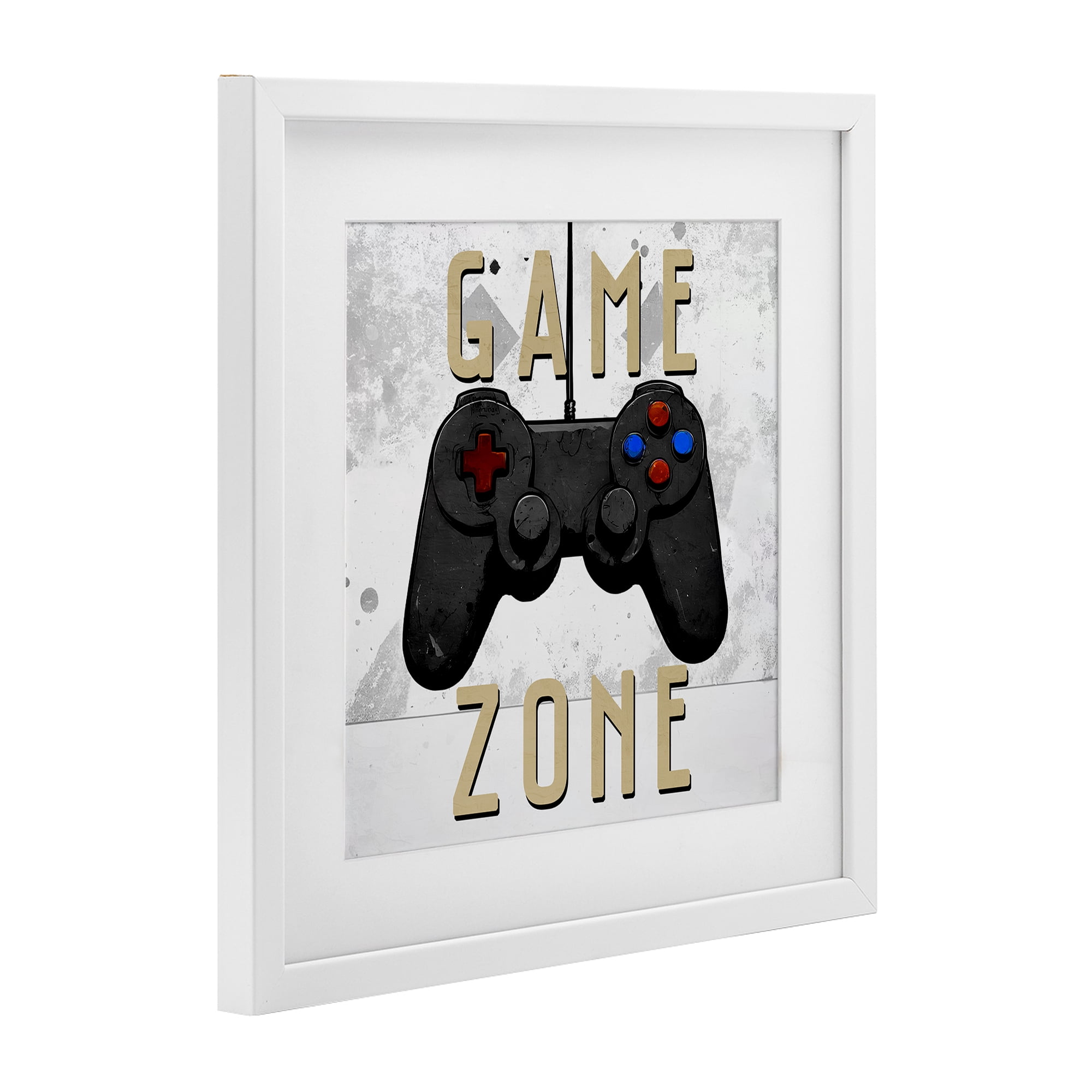 Stupell Industries Game Zone Control White Framed Print Under Glass, design by Kim Allen