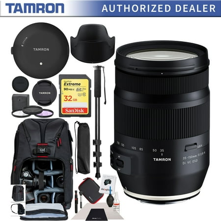 Tamron 35-150mm F/2.8-4 Di VC OSD Full Frame Zoom Lens Model A043 for Nikon F Mount DSLR Cameras Premium Accessory Set with Tamron TAP-In Console Deco Gear Backpack + Filter Kit + Monopod