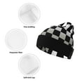 thumbnail image 3 of Yiaed 3d Black and White Checkerboard Tunnel Print Winter Beanie for Men Women, Fleece Lined Beanie Soft Warm Knit Hat Ski Stocking Cuffed Ca, 3 of 6