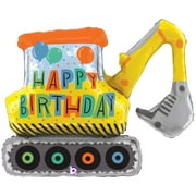 31 inch Birthday Construction Excavator Foil Mylar Balloon - Party Supplies Decorations