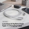 thumbnail image 3 of Powertek USB-C to USB-C Cable, Fast Charging Type-C Charger Cord, Durable Tangle-Resistant Sync Cable, White Glitter, 6FT, 3 of 7