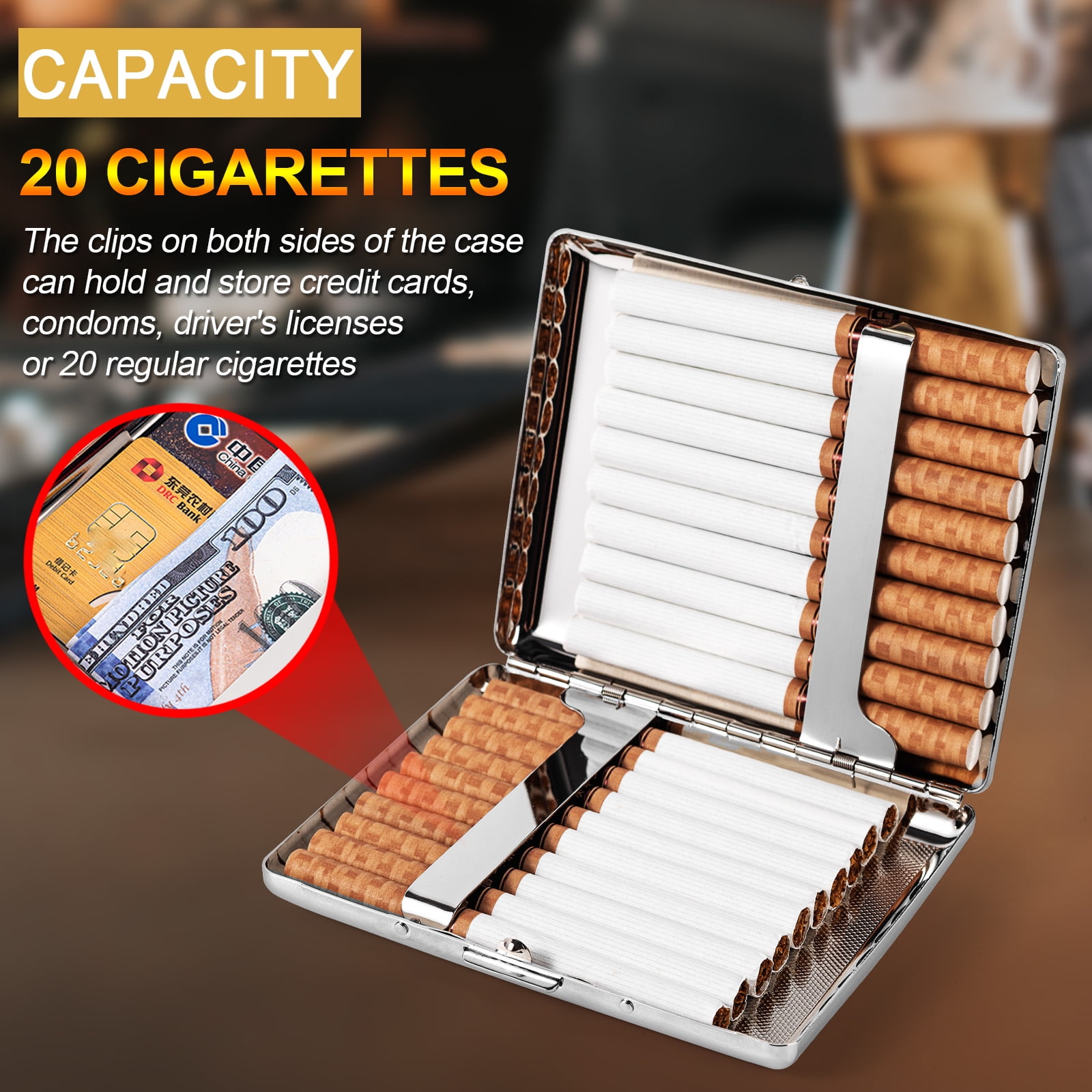 vintage cigarette tray Fashionable and Exquisite Swarovski Cross Metal Vintage Cigarette Case for  Men and Women - Holds 20pcs 100's Cigarettes - RFID Credit Card Holder  (Silver)