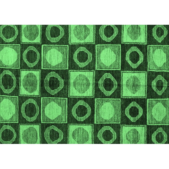 Ahgly Company Indoor Rectangle Abstract Emerald Green Modern Area Rugs, 2' x 4'
