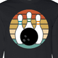 thumbnail image 4 of Inktastic Bowling Pins Ball Bowler Retro Sunset Long Sleeve T-Shirt, 4 of 5