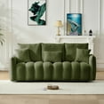 thumbnail image 3 of Newest Plush Teddy Fabric Couch, 80.7 Inch 3-Seater Sofa, Army Green Upholstered,3 Pillows, Sturdy Wood Frame, Perfect for Apartments,Offices, 3 of 11