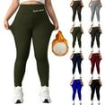 thumbnail image 4 of 2025 New Fleece Lined Leggings Women Plus Size High Waisted Thermal Winter Warm, Women's Army Green Tights S, 4 of 8