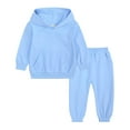 thumbnail image 2 of Baby Fleece Sweatshirt 2Pcs Outfits Kids Sports Tracksuits Long Sleeve Pullover Hoodies Sweatshirt and Sweatpants Fall Winter Suit Toddler Sweaters Blue 4-5T, 2 of 9