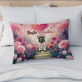 thumbnail image 4 of Hello Valentine’s Day Newfoundland Flower Crown Romantic Pink Floral Quilt Pillowcase Newfie Dog Lover Gifts Throw Pillow Cover Bed Home Decor - 00031, 4 of 5