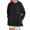 thumbnail image 2 of BKQCNKM Sweatshirt for Women Oversized Sweatshirt for Women's Sweatshirts Long Sleeve Tunic Tops Crew Neck Soft Pullover with Side Zipper Shirt Crewneck Sweatshirts Women,Black XXL, 2 of 5