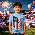 thumbnail image 2 of Tisuna Boys Patriotic T Shirts Kids Size 10-11 Years USA Flag Print Short Sleeve Crew Neck Tops Fashionable Teen Boys 4th Of July 250 Years Anniversary America Tshirts Sky Blue, 2 of 4