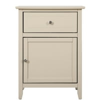 Lzzy 1-Drawer Beige Nightstand (25"H x 15"W x 19"D)