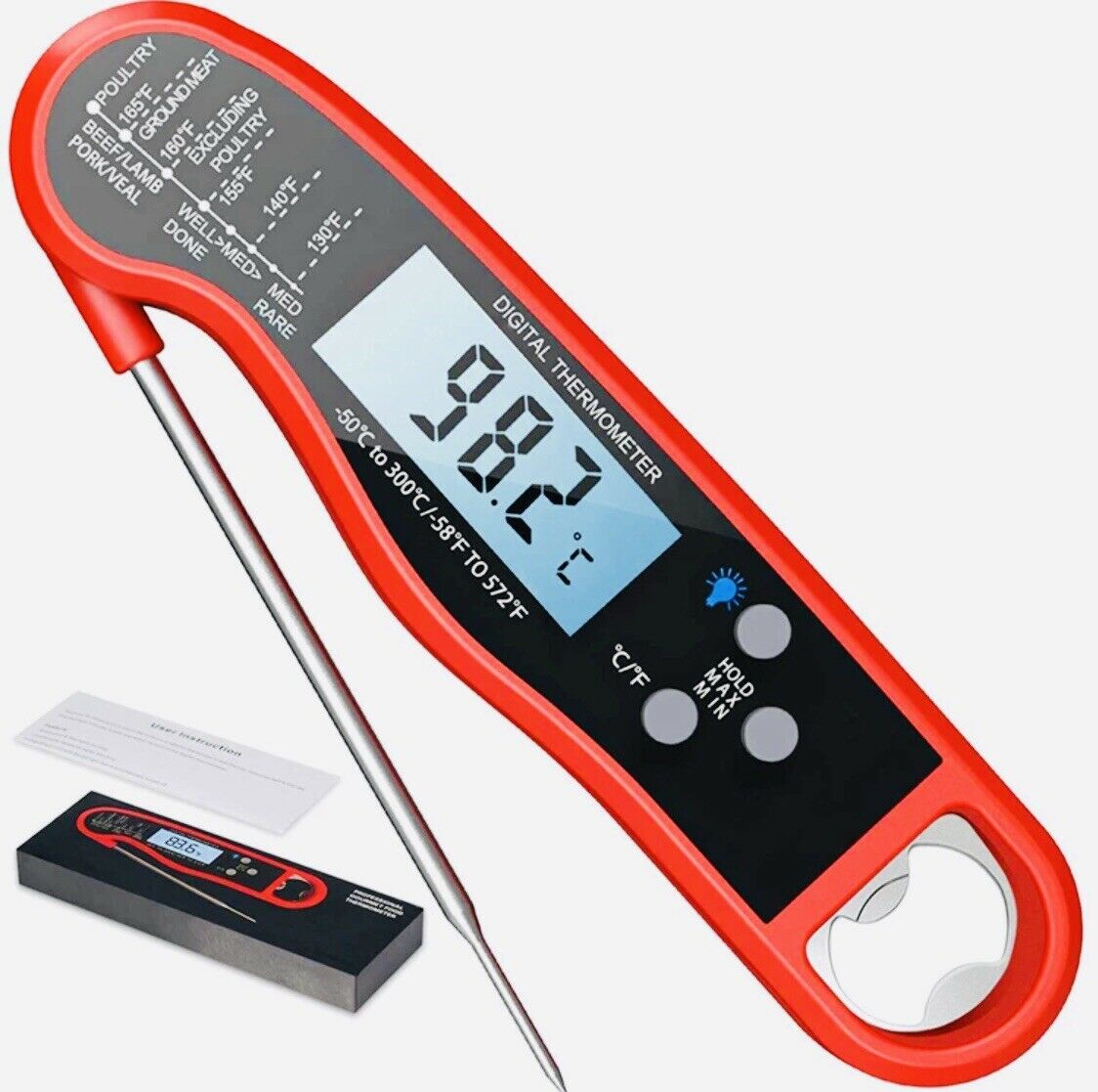Kizen Meat Instant Read Thermometer Best Waterproof Alarm Thermometer