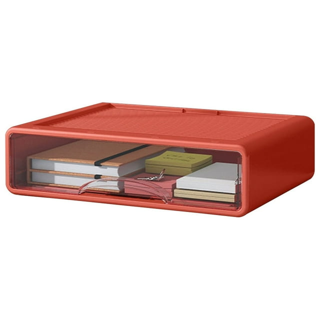 Stackable Desk Organizer Drawer Large Desktop Paper Storage Organizer for Standard Paper Clear Stacking Drawer Organizer Box for Office, Home,Stationery Large