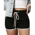 thumbnail image 1 of Doublju Women's Running Workout Contrast Lined Side Pockets Casual Shorts With Plus Size, 1 of 5