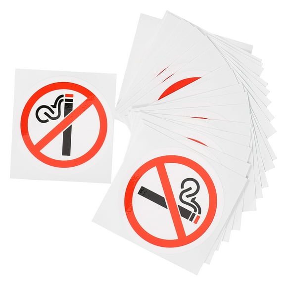 FRCOLOR  20 Pcs No Smoking Sticker Warning Waterproof Stickers Caution Car Decals Red