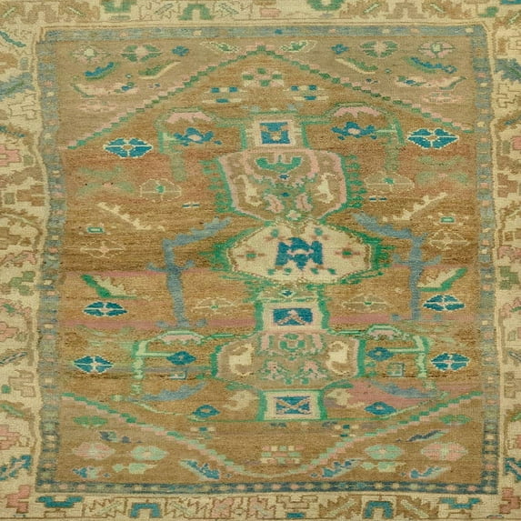 Ahgly Company Indoor Square Abstract Copper Green Abstract Area Rugs, 8' Square