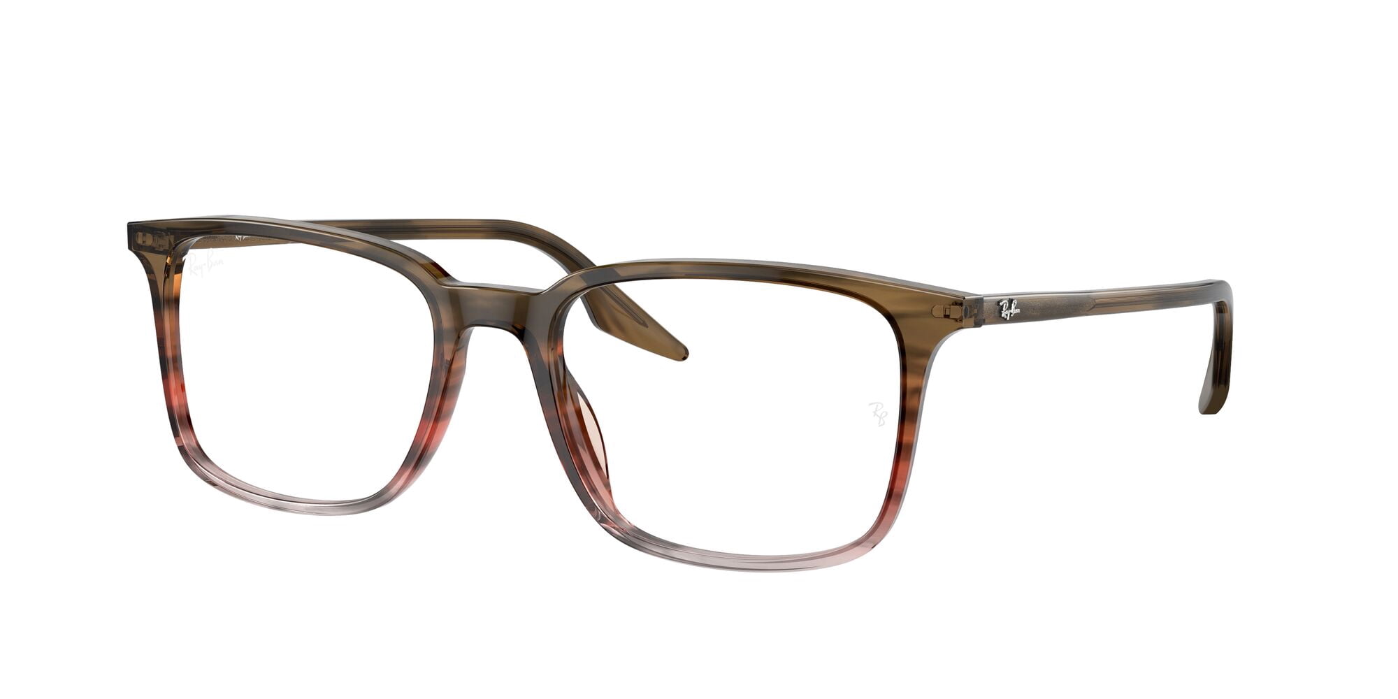 Ray-Ban Unisex Size 55 Rectangular RB5421 Prescription Eyeglasses with Case, Striped Brown Gradient Red