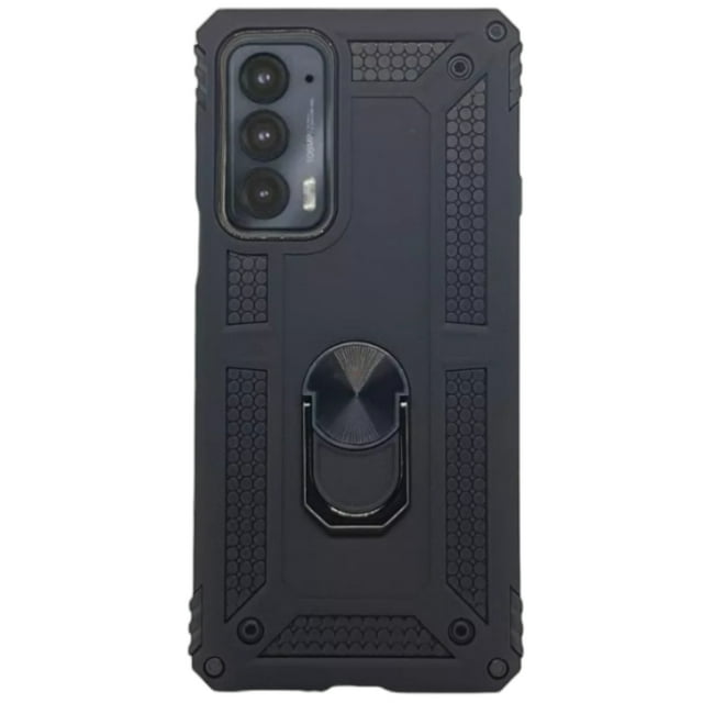 Funda Uso Rudo con Anillo Magnético Para Motorola Edge 20 Negro Más 2 Micas de cristal Cely Vesmir