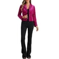 thumbnail image 2 of INSPIRE CHIC Women's Printed Business Office One Button Crop Metallic Star Velvet Blazer S Rose Red-Star, 2 of 6