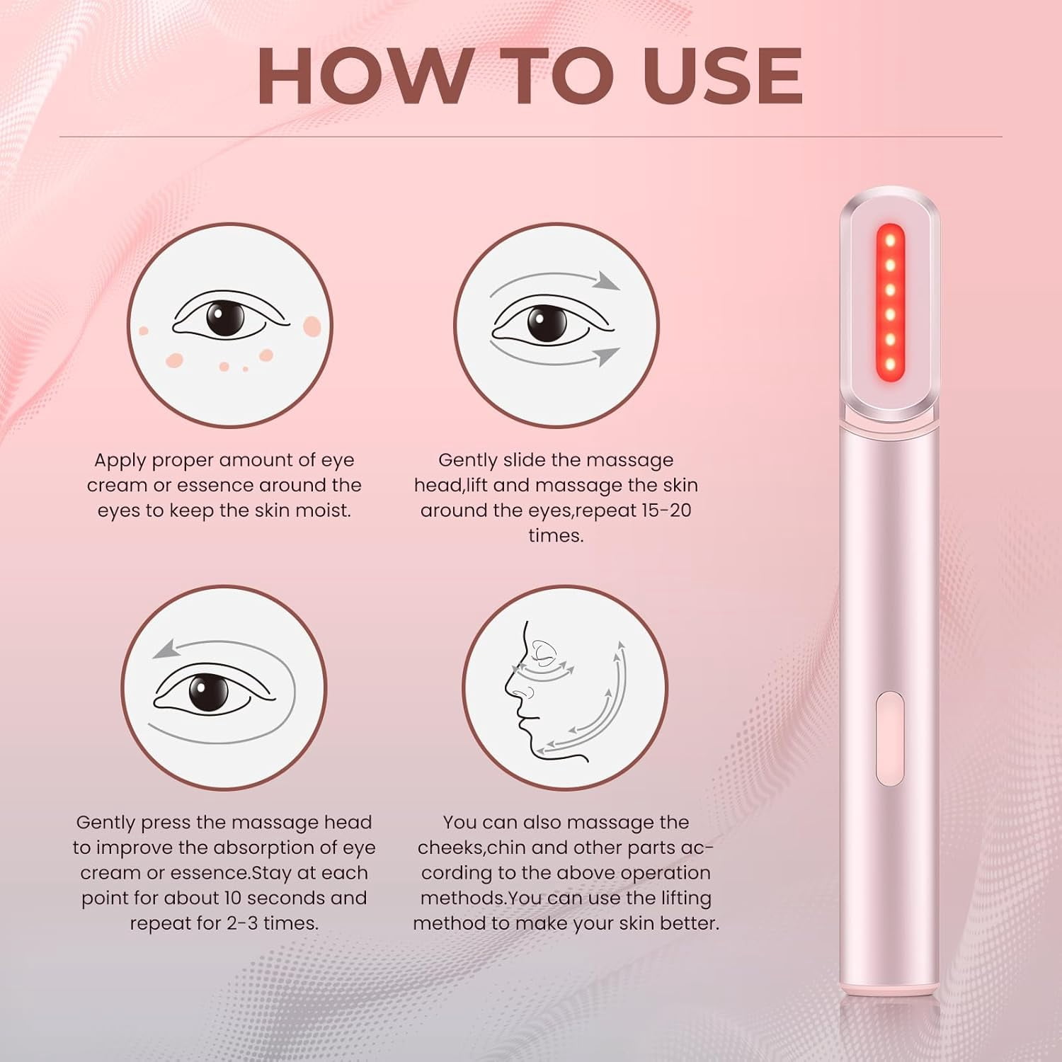 ABCISI Red Light Therapy for Face, 7 in 1 LED Light Therapy Wand for Face and Neck, Microcurrent Facial Device for Anti-Aging, Face & Eye Massager Skincare (7 Colors led Light)