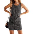 thumbnail image 1 of Vestido casual de mezclilla sin mangas Yousify para mujer, gris oscuro, verano, 1 of 9