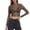 Khaki, variant on Womens Tops Casual T Shirts Elegant Mesh Leopard Print Cropped Long Sleeve Basic Slim Undershirts Beige