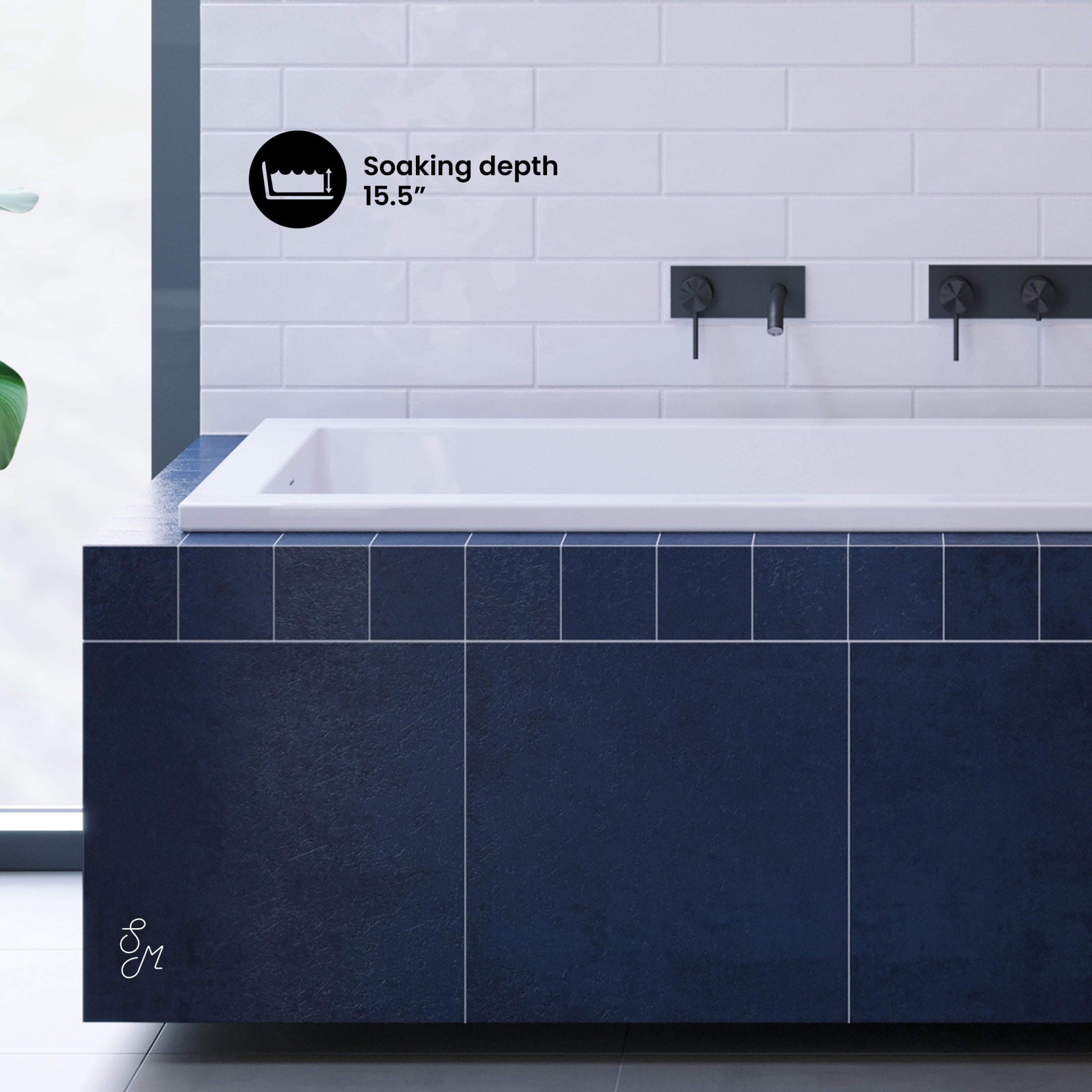 Voltaire 60 x 30 Reversible Drain Soaking Drop-in Bathtub in Glossy White with Integrated Overflow, Drain Included