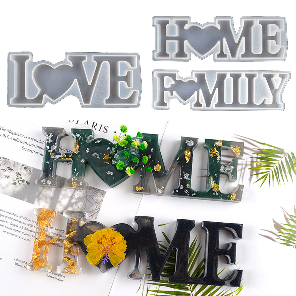 1/3x Family Silicone Mold Love Sign Word Mold Epoxy Resin Molds Art Crafts Tool - image 2 of 3