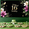 thumbnail image 7 of LUUFILx Sweet 16 Birthday Banner Decorative Backdrop for Photography Party Supplies Happy Celebration Decors Floral Theme Background Festivity Event, 7 of 7