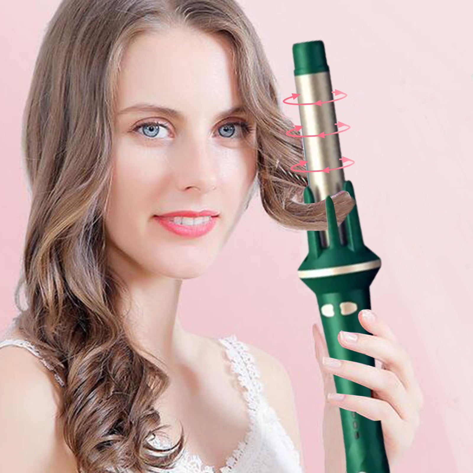 Betivan 2 Counts 2 Inch Curling Iron, Tourmalines Ceramic Curling Iron,Auto Rotate Left Rotate Right Rotate Barrel Produces Classic Curls – For Use On Short, Medium, Long Hair Green Purple