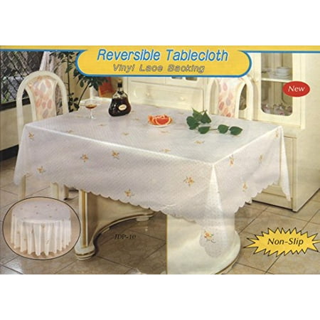 

Vinyl Tablecloth Floral Print with Scallop Edging and full Vinyl Backing Spill Proof Waterproof Stain Resistant Non-Slip and Reversible (54x72 Inches Rectangular)