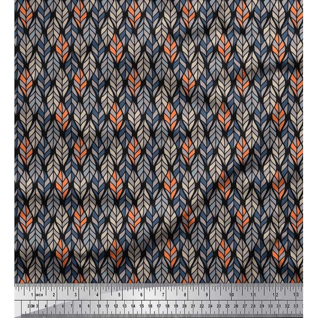 Soimoi Rayon Fabric Leaves Small Fabric Prints by Yard 42 Inch Wide
