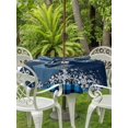 thumbnail image 2 of Outdoor Tablecloth with Umbrella Hole and Zipper, Merry Christmas Round Table Cloth 54 Inch Waterproof Tablecloth, Winter Holiday Xmas Snowflake Blue Plaid Picnic Table Cover for Patio Camping, 2 of 7
