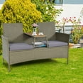 thumbnail image 3 of Costway 2-Person Patio Rattan Conversation Furniture Set Loveseat Coffee Table, 3 of 12