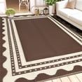 thumbnail image 2 of HIWEAVER Brown 8' x 10' Outdoor Rug PP Plastic Straw Woven Waterproof Patio Rug with Border Portable Outside Carpet for Balcony Deck Picnic Garden Decor, 2 of 7