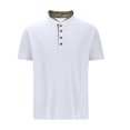thumbnail image 3 of cllios Men's Waffle Henley Shirts Basic Solid Color Work T Shirts Casual Business Short Sleeve Button V Neck Shirt Today's of the Day, 3 of 5