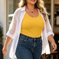 thumbnail image 6 of Smupbvky Womens Plus Size Tank Tops Casual U Neck Sleeveless Vest Slim Fit Summer Trendy Basic T Shirt (XL, Yellow), 6 of 7