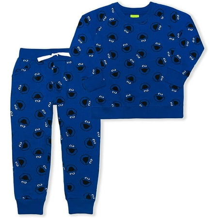 

Cookie Monster Boys 2 Piece All Over Print Crewneck and Jogger Set Toddler