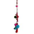 thumbnail image 3 of Northlight Plush Beaded Star with Pom Poms Hanging Christmas Ornament - 11" - Blue and Red, 3 of 3