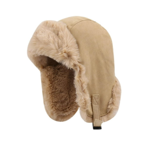 Gorro de aviador, gorro de trampero, gorro de invierno con orejeras, impermeable, grueso, suave. Caqui