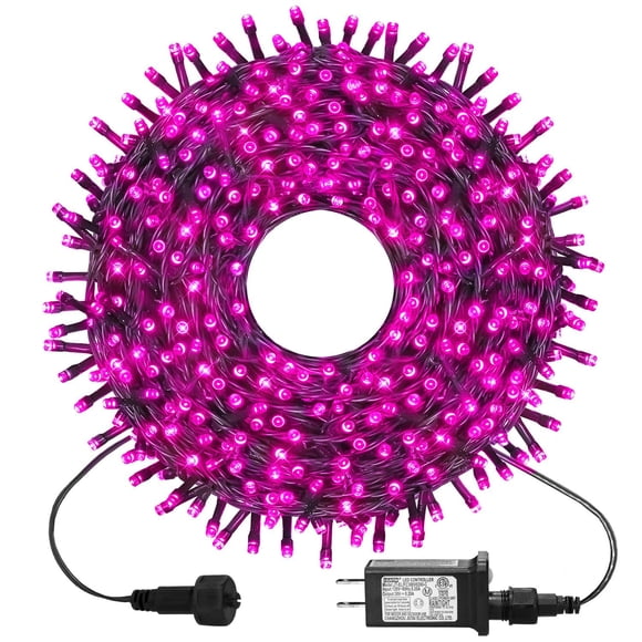 Cadena de luces Kemooie 300 LED, 30 m, color rosa, resistente al agua para exteriores