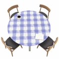 thumbnail image 2 of Round Fitted Tablecloth,Farmhouse Pastoral Lavender Lattice Circle Table Cover Waterproof Table Cloth with Elastic Edge,Purple Buffalo Checkered Outdoor Tablecloths for Kitchen Picnic 36-44in, 2 of 9
