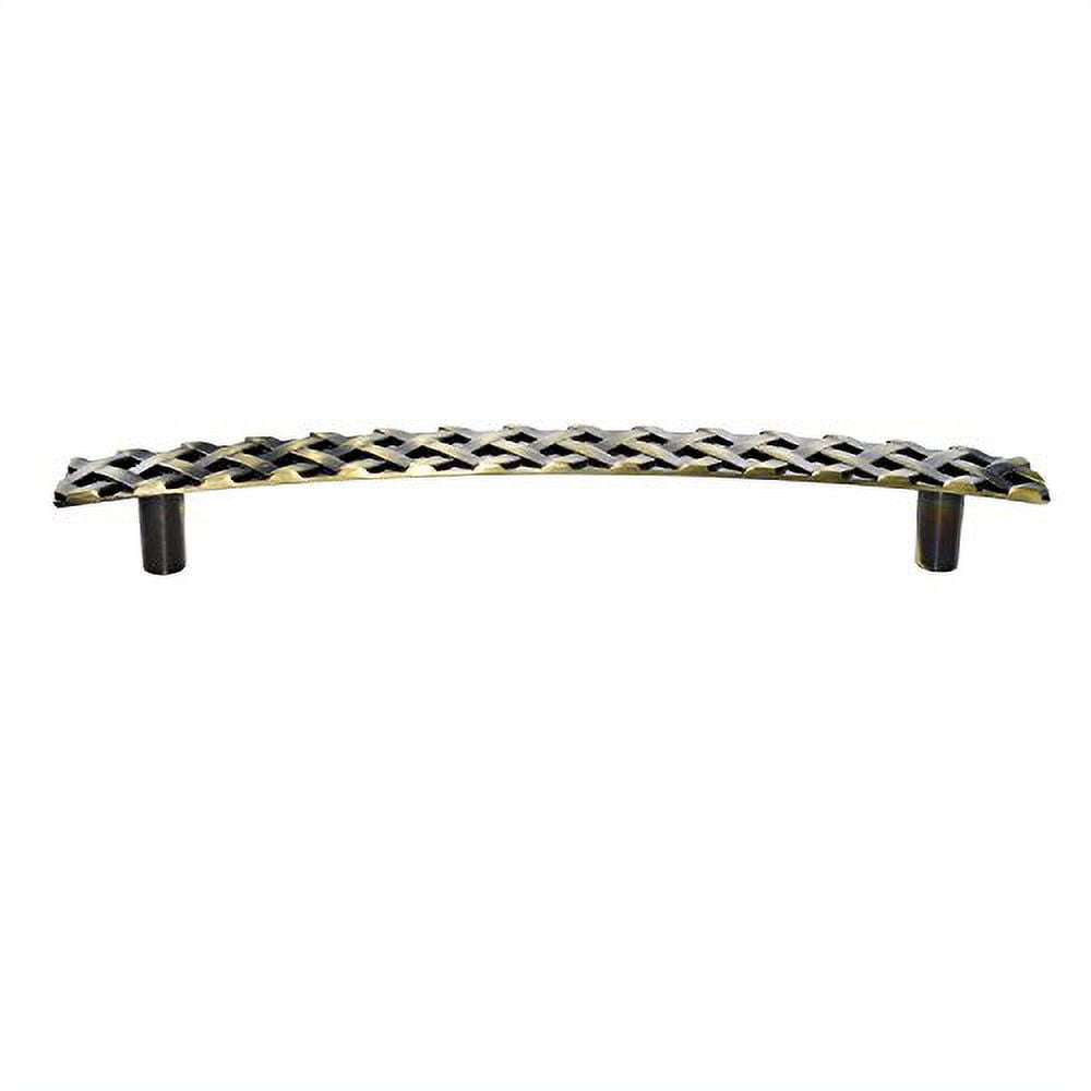Utopia Alley 5pcs Basket Weave Pull Handle - Decorative Cabinet Drop Pull Handles- Vintage Cabinet Hardware with Hand Finished Antique Brass - Metal Drawer Pull Handle, 5.0" Center to Center